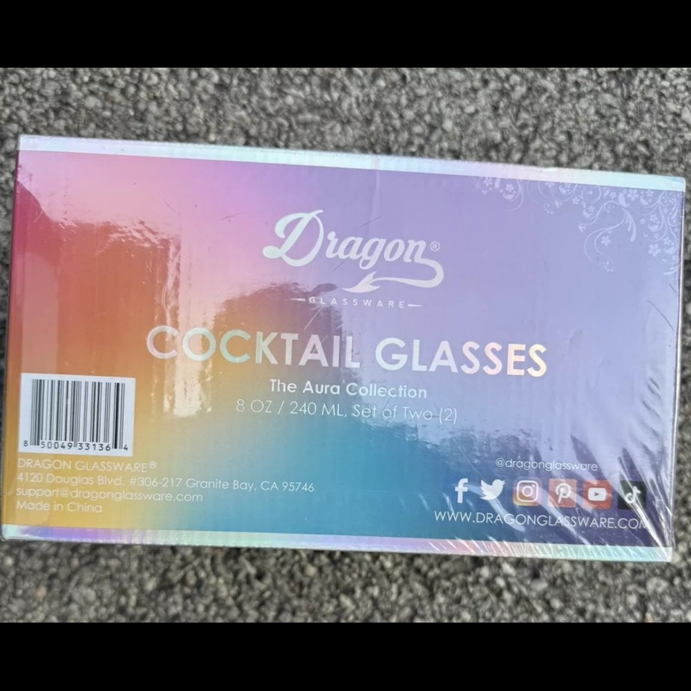 Dragon Glassware Cocktail Glasses 8oz Set of Two - The Aura Collection